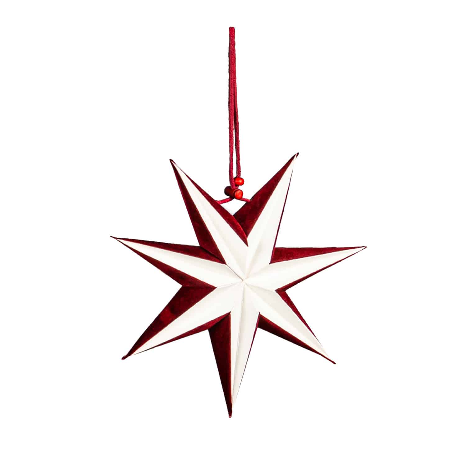 LED Small Red Foldable Paper Star with Velvet Trim image