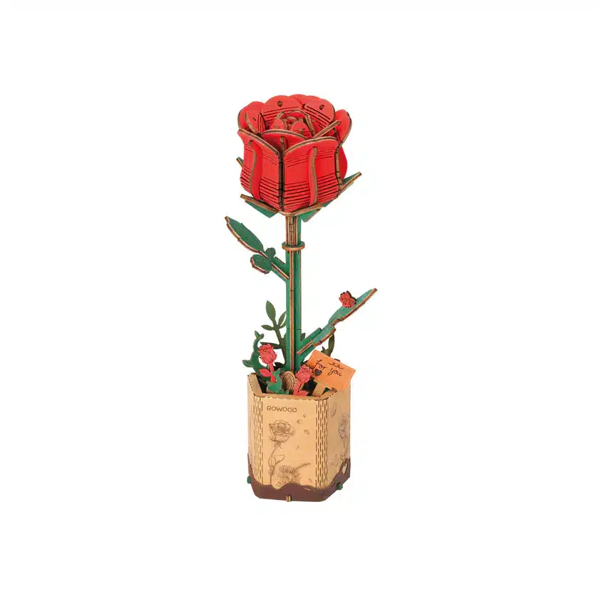 3D Modern Wooden Puzzle | Red Rose image