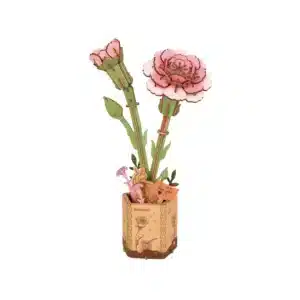 Rolife 3D Wooden Puzzle Model Kit | Pink Carnation for hobby and gift for ages 14 and older.