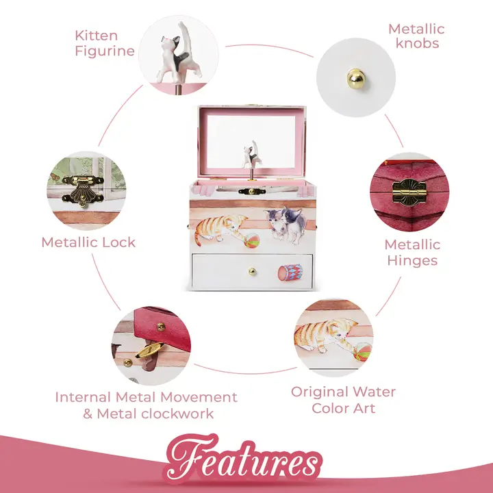 Twirling Curious Kittens Musical Jewelry Box - Image 3