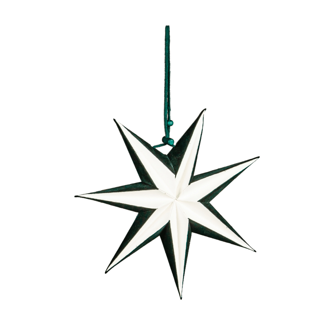 LED Small Green Foldable Paper Star with Velvet Trim image
