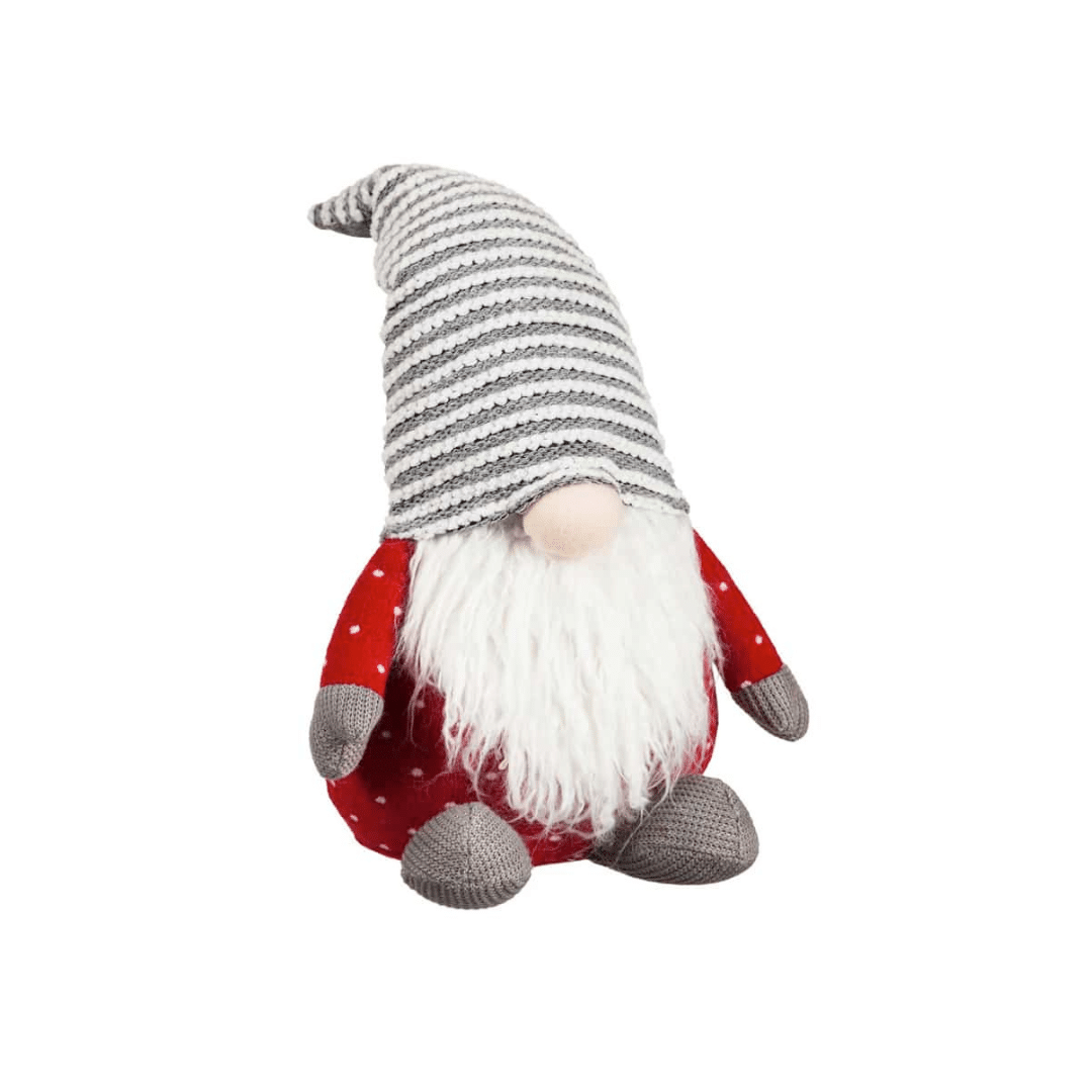 Gray Stripe Plush Holiday Gnome image
