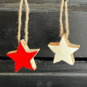 Painted Wood Red or White Star Icon Mini Ornament, 2"