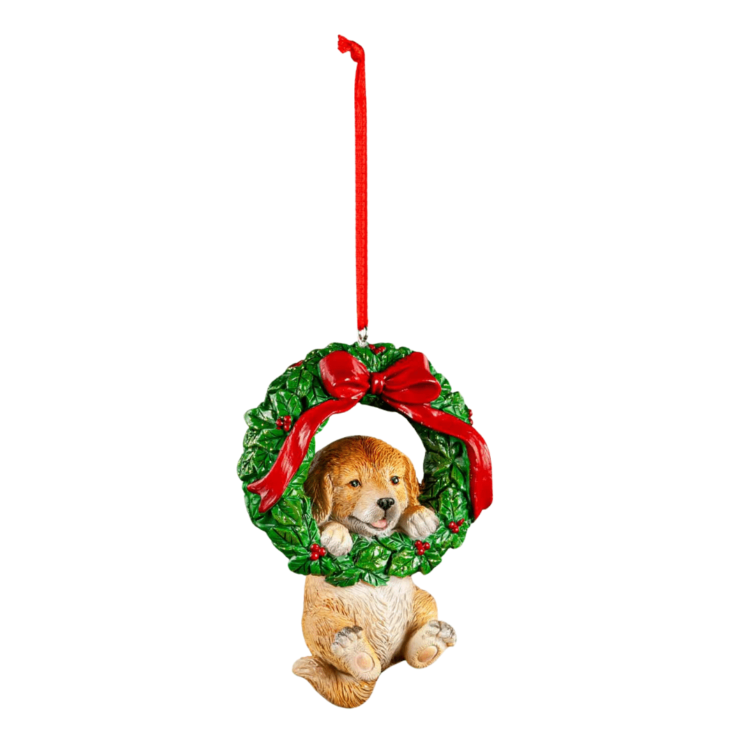 Retriever in Wreath Dog Ornament image