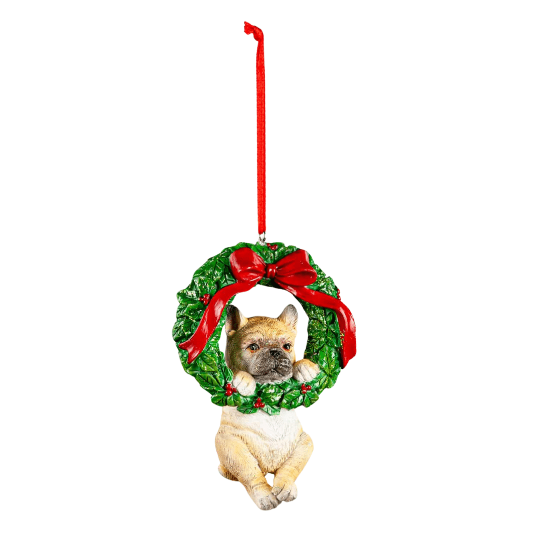Bulldog in Wreath Dog Ornament image