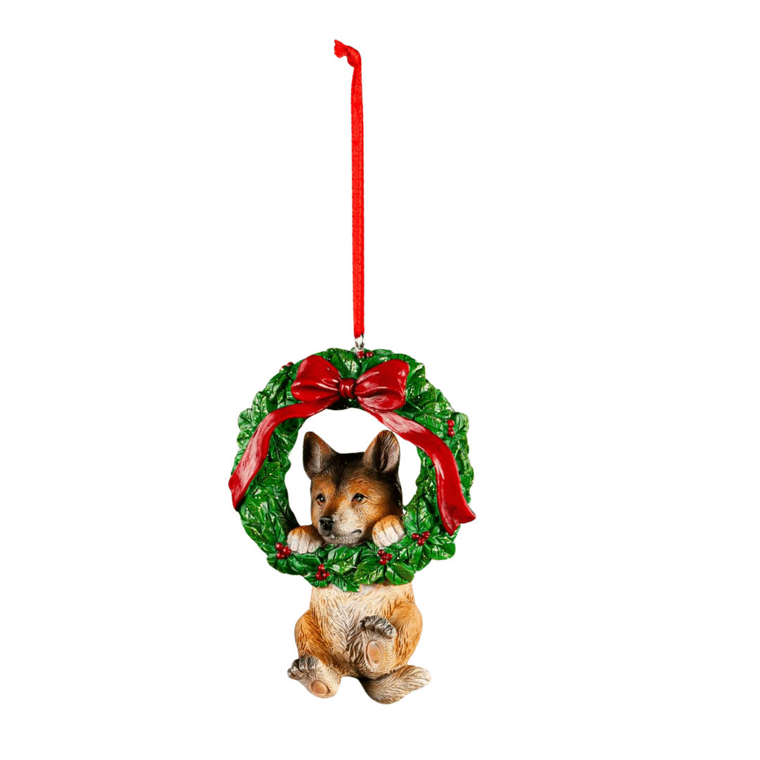 German Shepard in Wreath Dog Ornament image