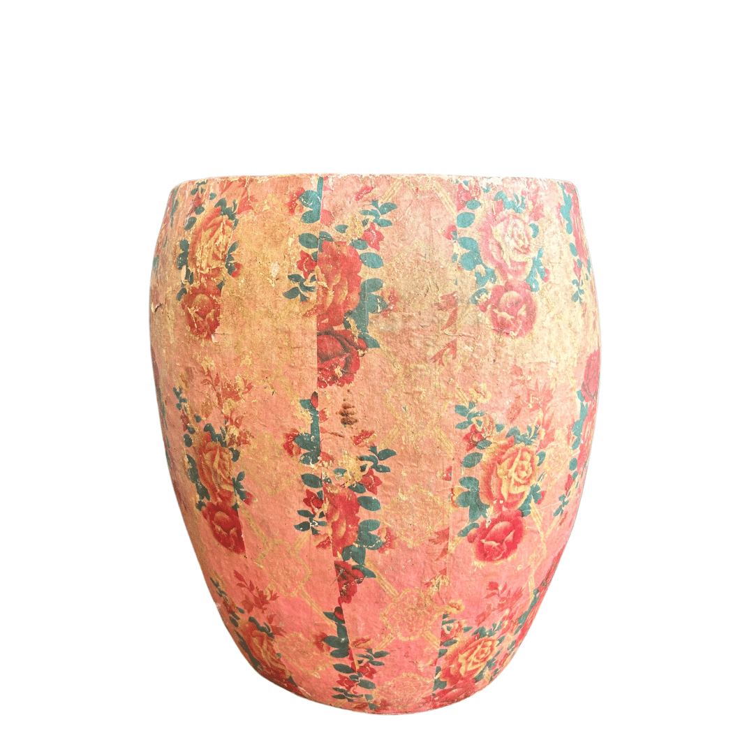 Pink Rose Vintage Paper Mache Vase image