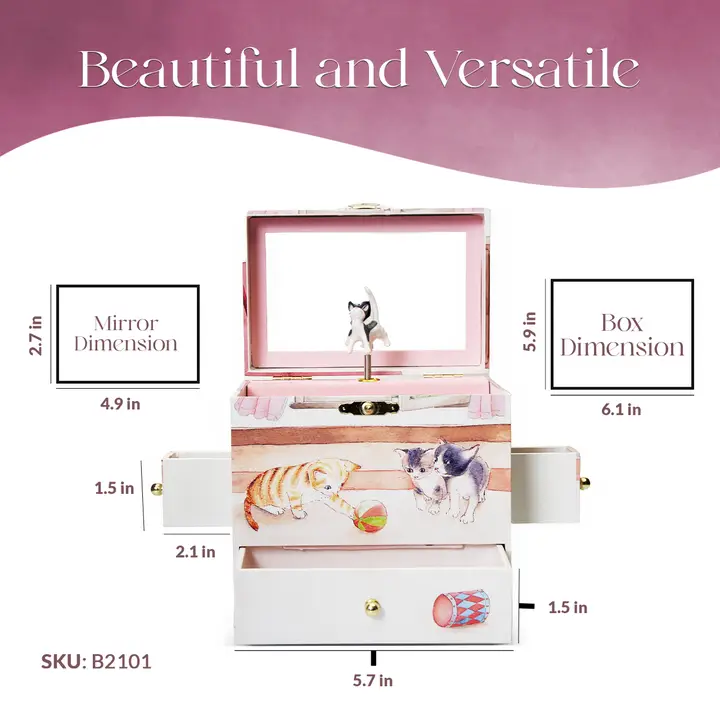Twirling Curious Kittens Musical Jewelry Box - Image 4