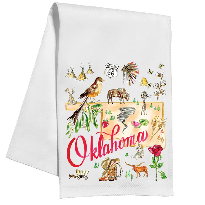Oklahoma Hand Painted  Icon Tea Towel image