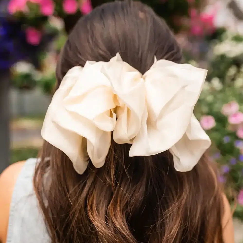 White Chiffon Bow Barrette image