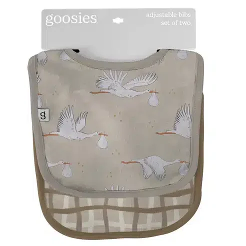 Beige Neutral Stork Bib Set image