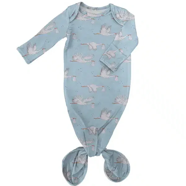 Blue Stork Knotted Infant Gown image