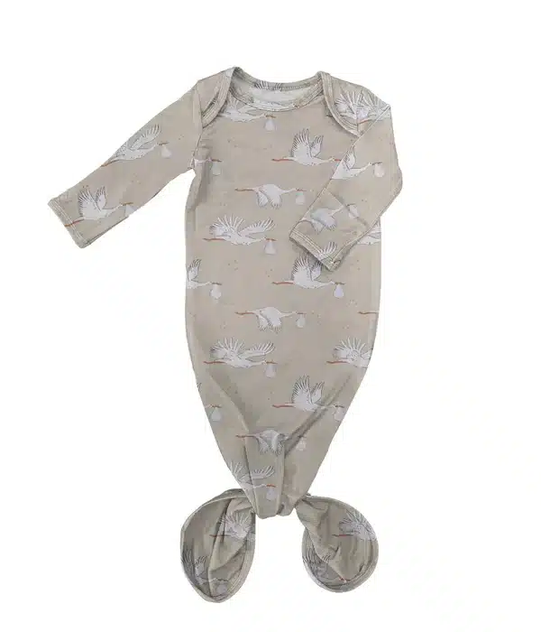 Neutral Stork Knotted Infant Gown image