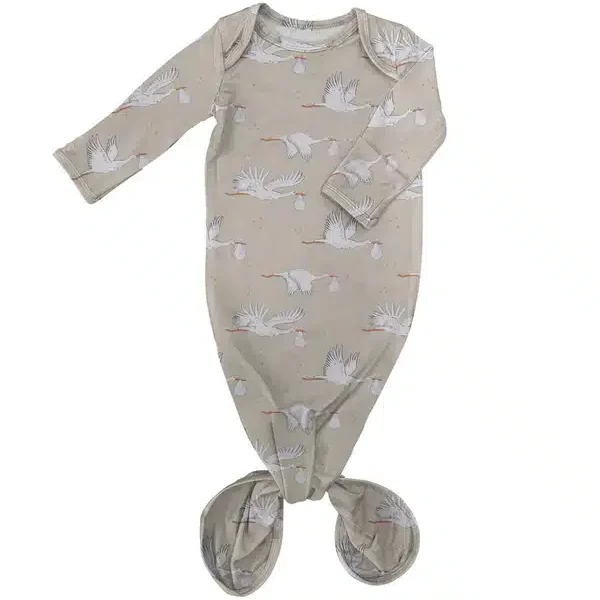 Neutral Stork Knotted Infant Gown image