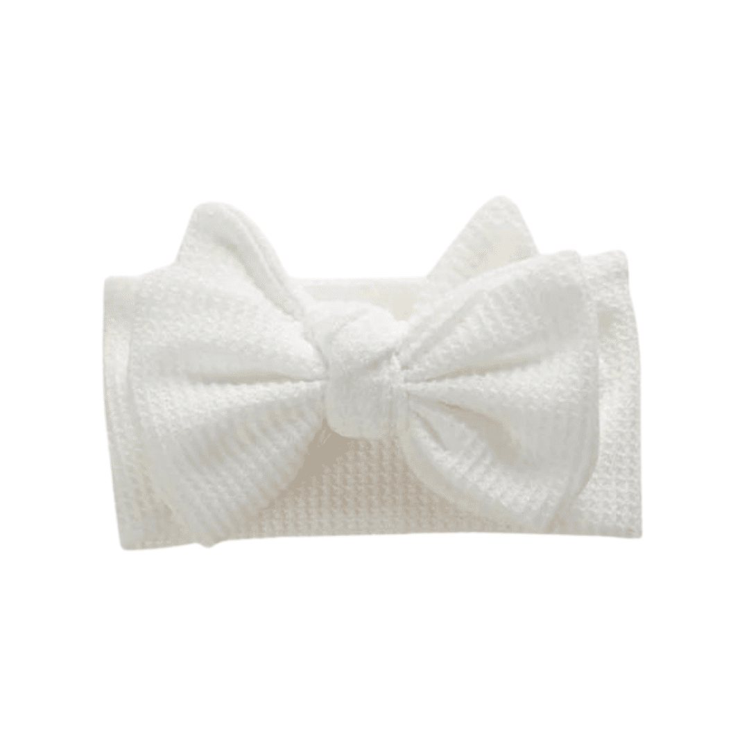 Chunky Waffle Bow Headband | Snow image