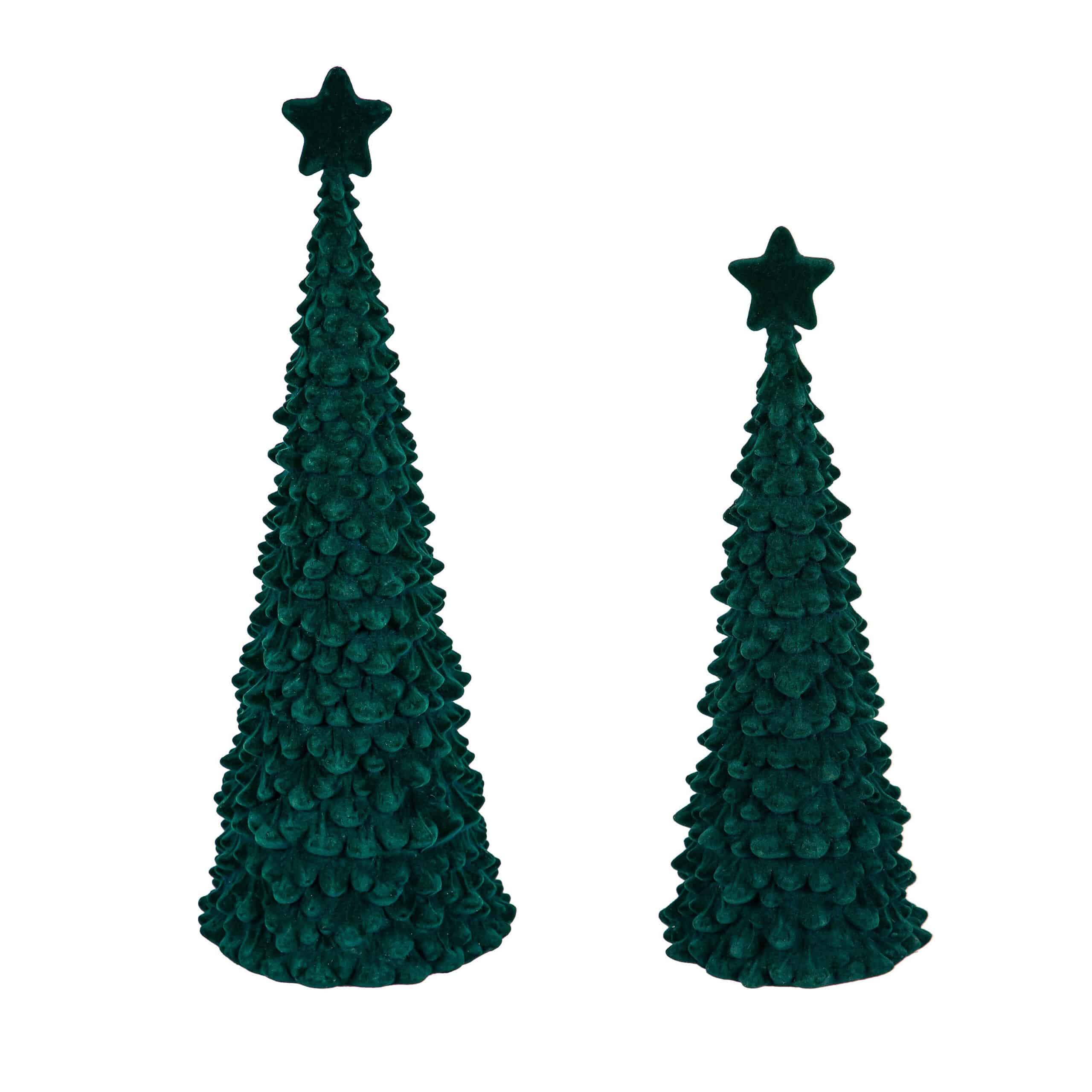 Lighted Flocked Tree with Star (set of 2) image