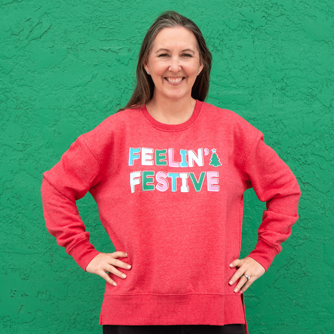 Feelin’ Festive Long Sleeve Pullover in Red image