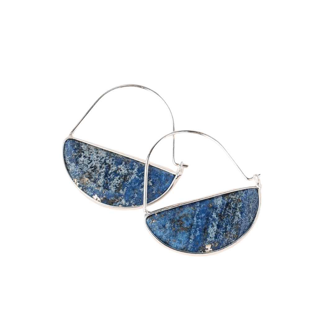 Lapis Stone Prism Hoop Earrings image