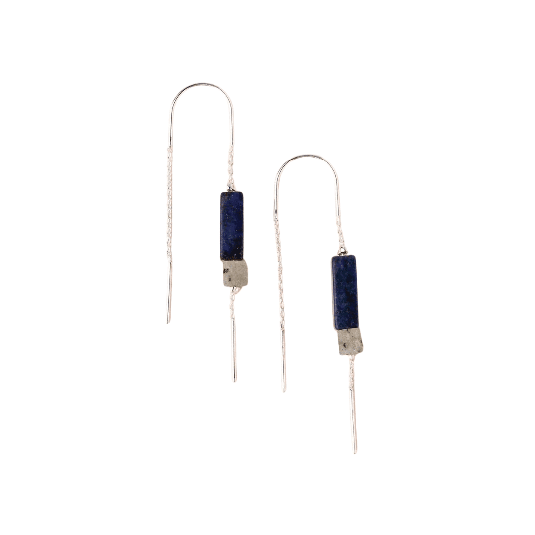 Lapis Rectangle Stone Earring image