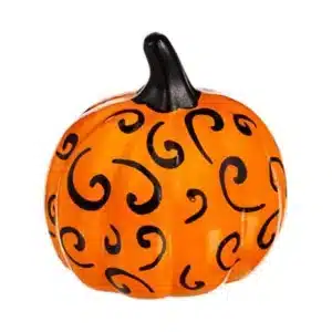 Mini Orange & Black Swirl Halloween Night Ceramic Pumpkin
