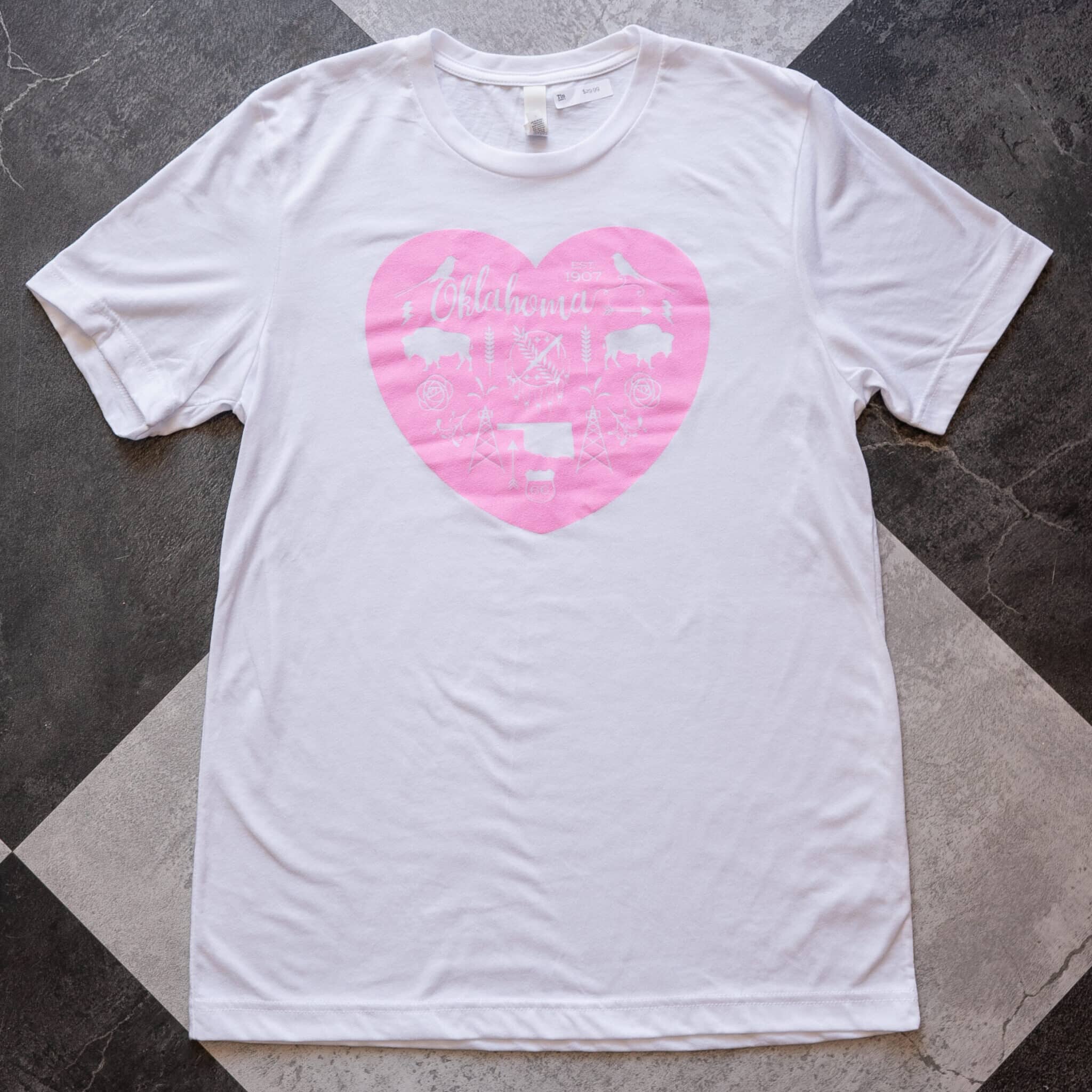 Oklahoma Pink Heart with Icons Tee image