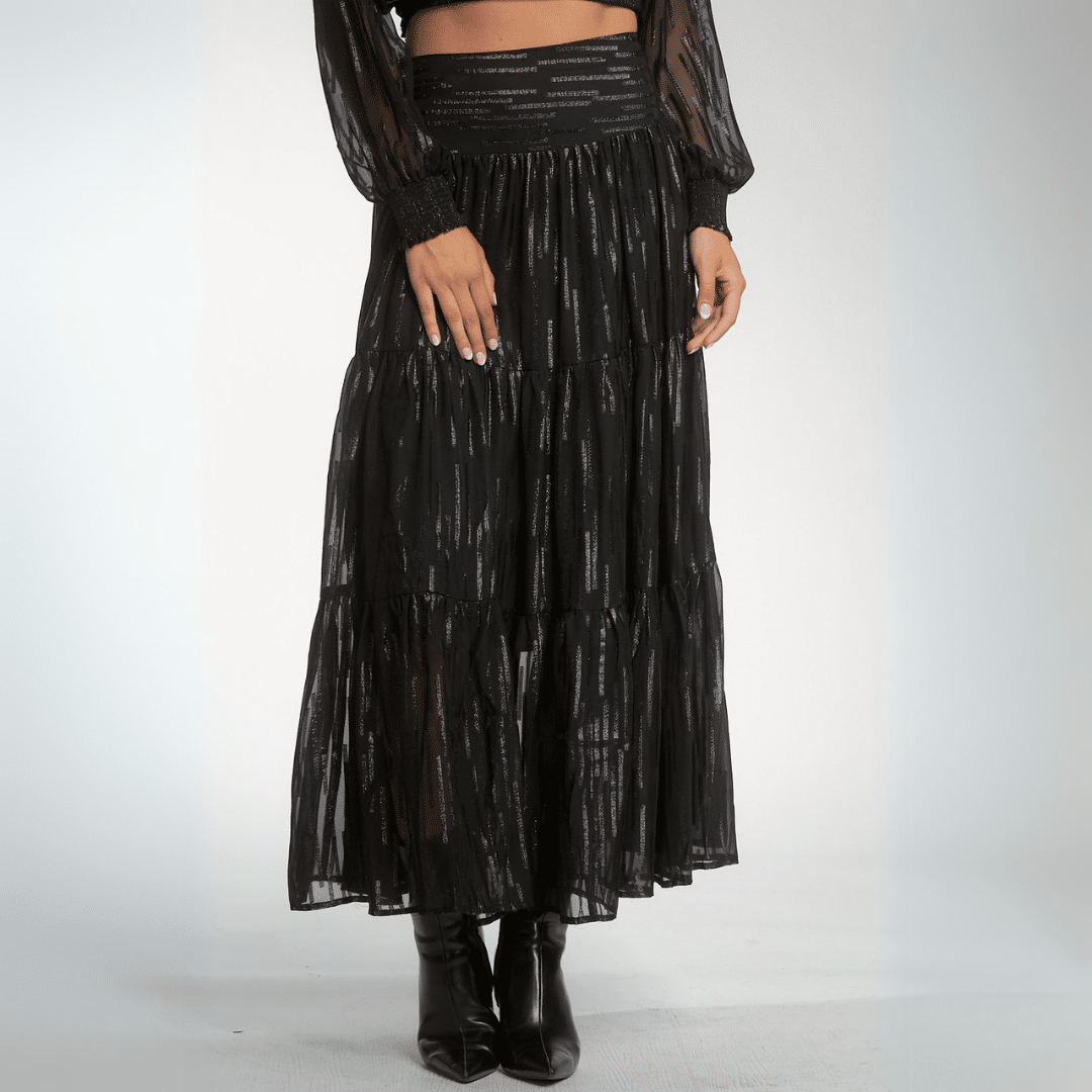 Allure Black Maxi High Waisted Skirt image