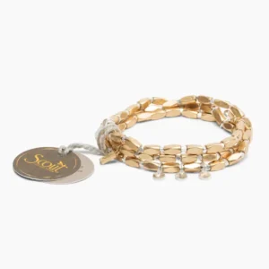 Metallic Beaded Wrap Bracelet/Necklace | Iconic/Disc/Gold & Silver