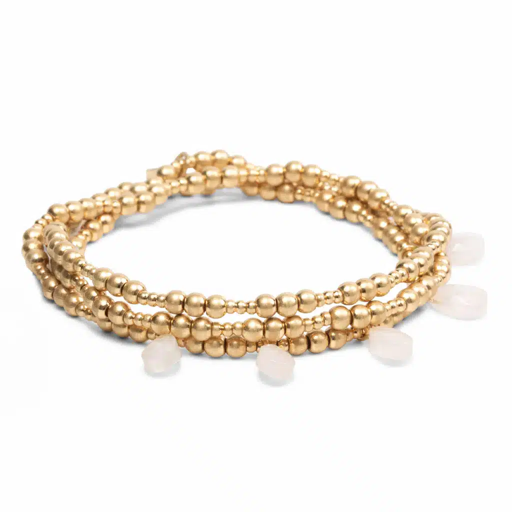 Metallic Beaded Wrap – Timeless/Rose Quartz/Gold image