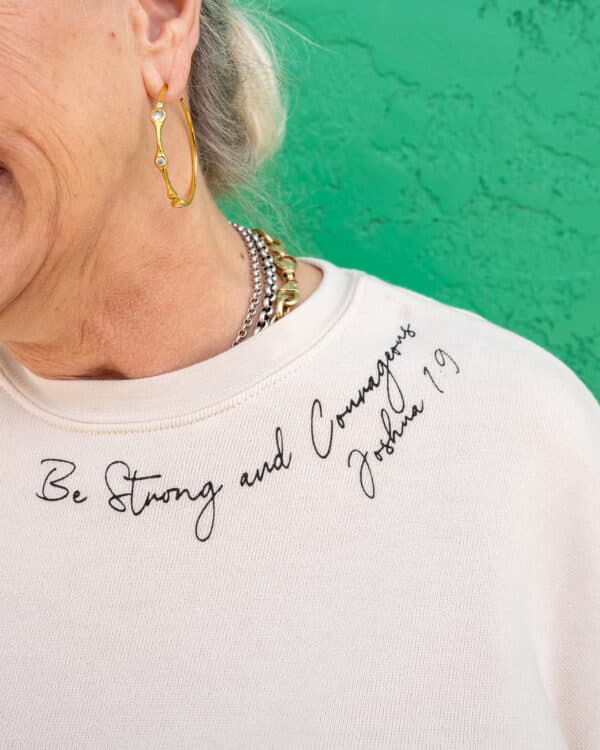Heather Dust Be Strong and Courageous Sweatshirt - Image 2