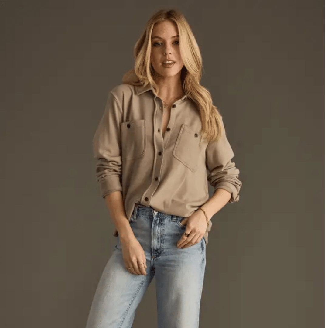 Taupe Super Soft Button Up Top image