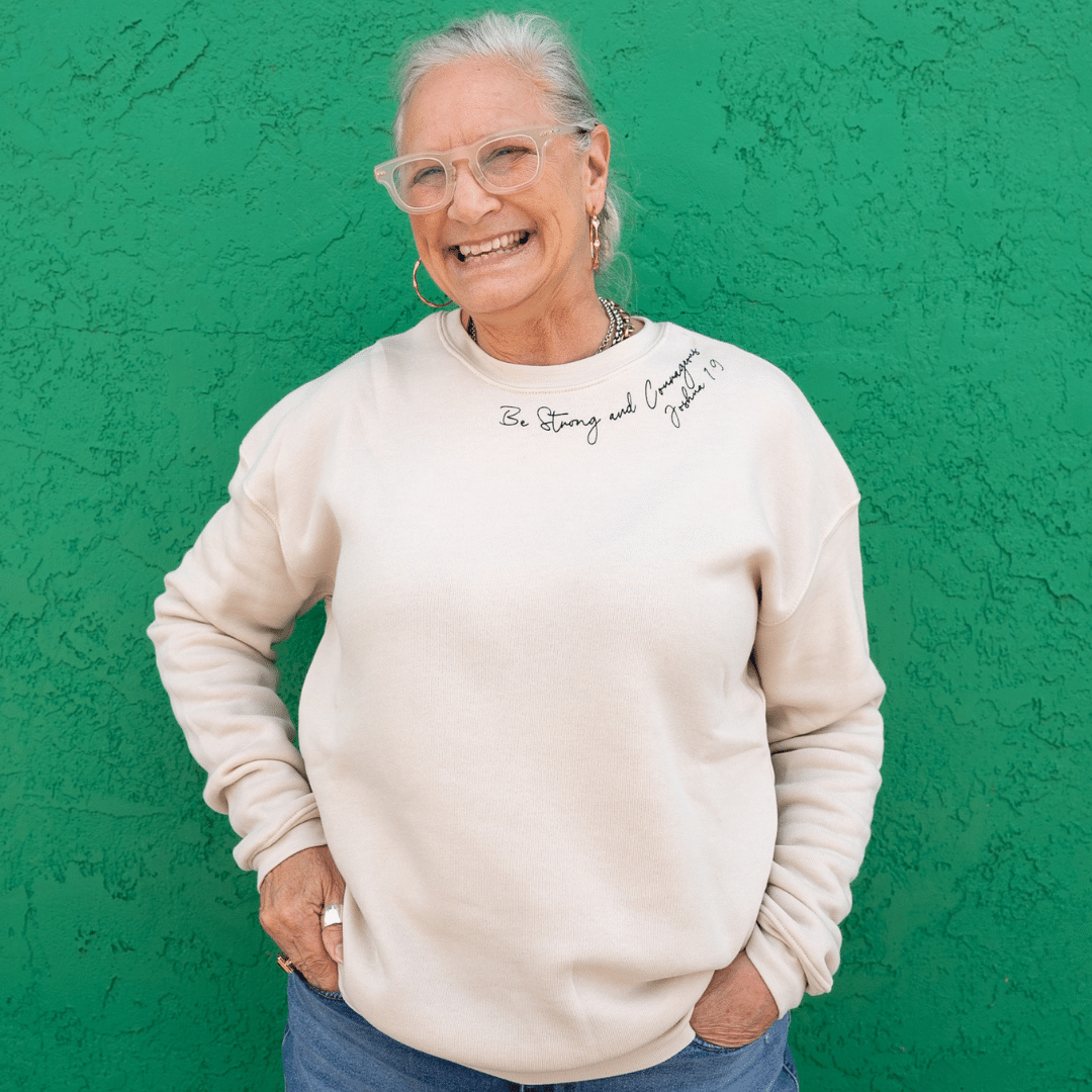 Heather Dust Be Strong and Courageous Sweatshirt image