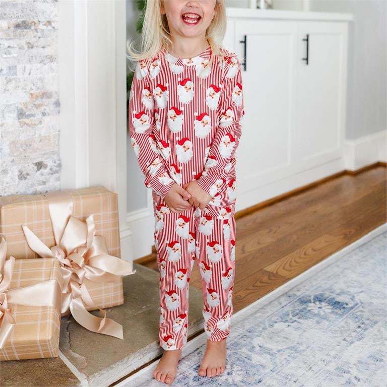Todler Pajama Pant Set | Santa Baby Red image