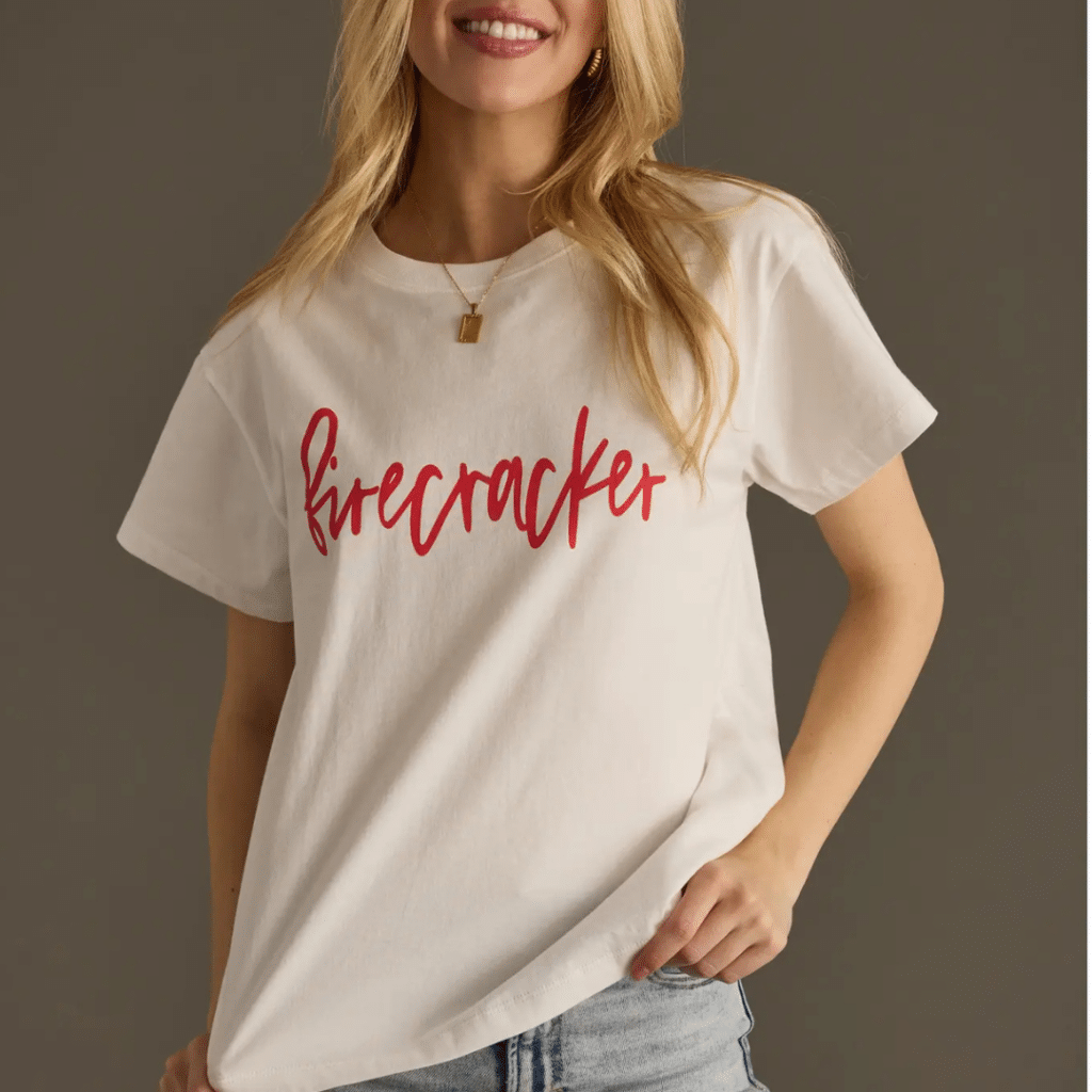 ladies white patriotic tee