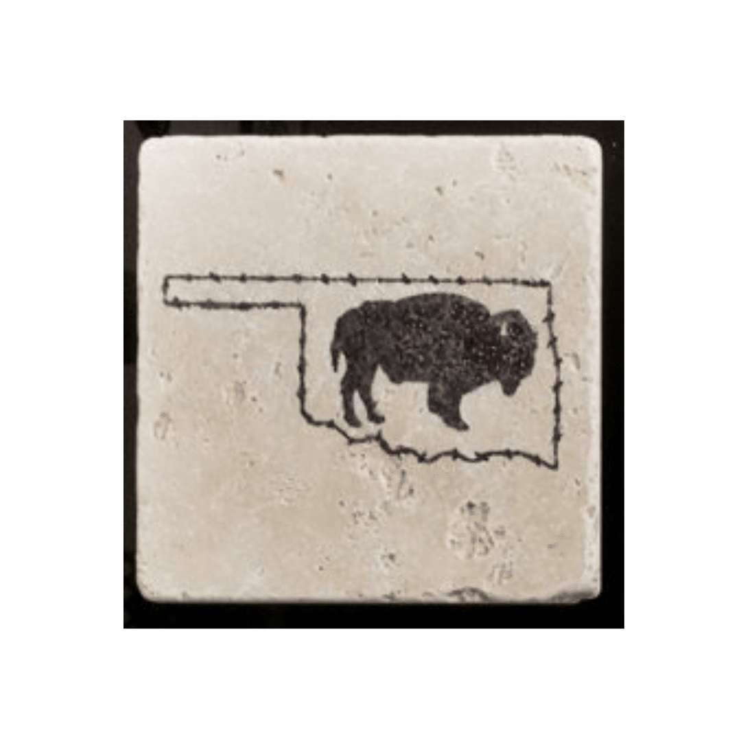 Oklahoma Travertine Coaster: Oklahoma Bison image