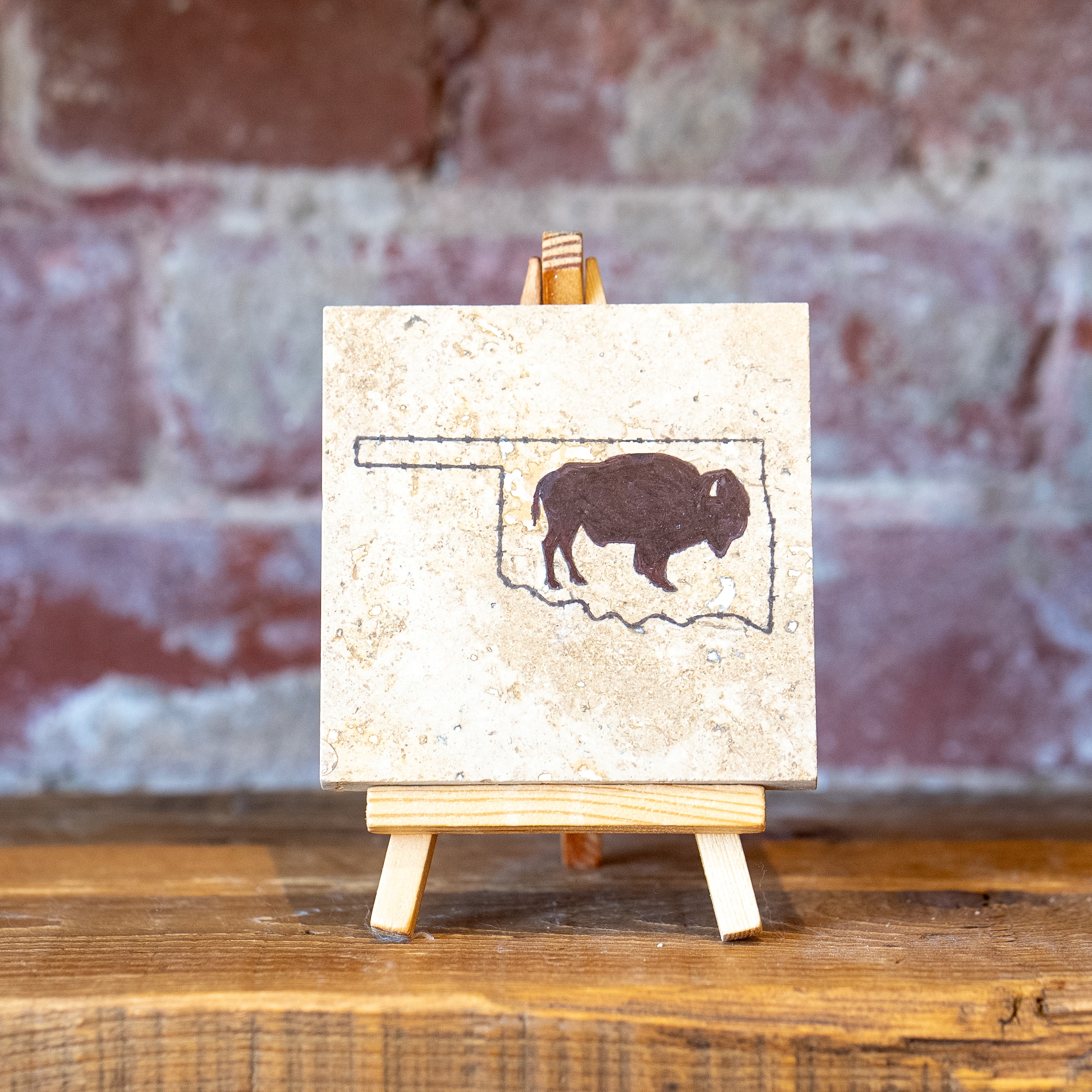 Oklahoma Travertine Coaster: Oklahoma Bison image