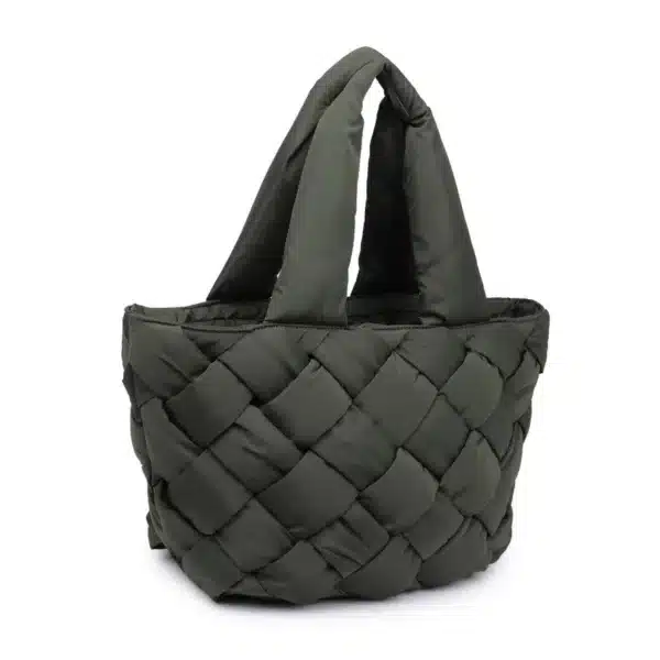 Intuition East West Woven Nylon Tote Bag | Olive Green - Image 4