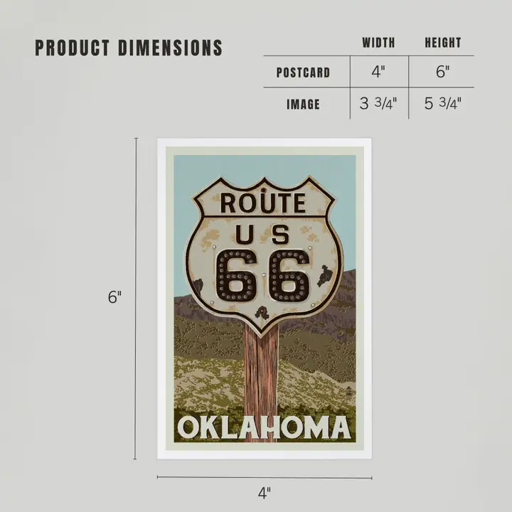 Souvenir Postcard | Route 66 Road Sign & "Oklahoma" - Image 4