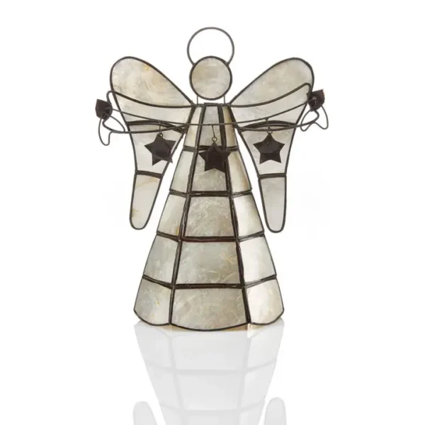 Three Dimensional White Capiz Shell Angel Christmas Tree Topper