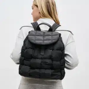 Sol and Solene Perception Woven Nylon Backpack in Black for back-to-school, travel and everyday.