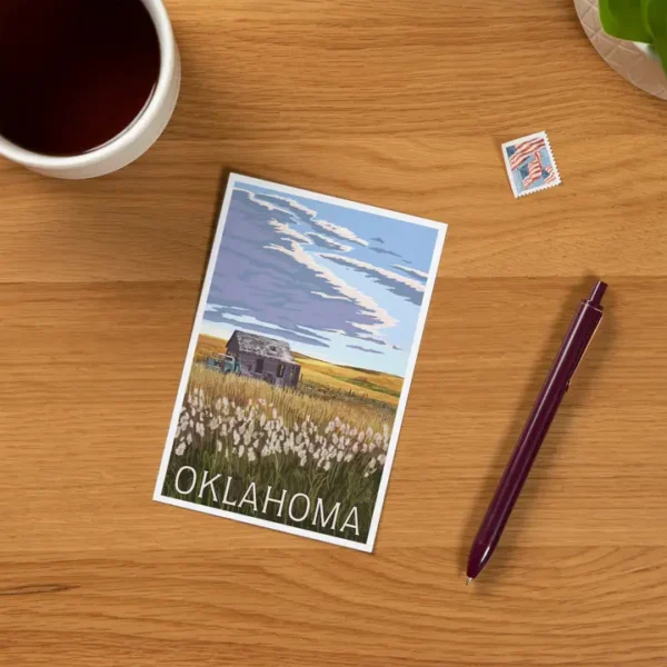 Souvenir Postcard Oklahoma, Wheatfield and Shack - Image 2