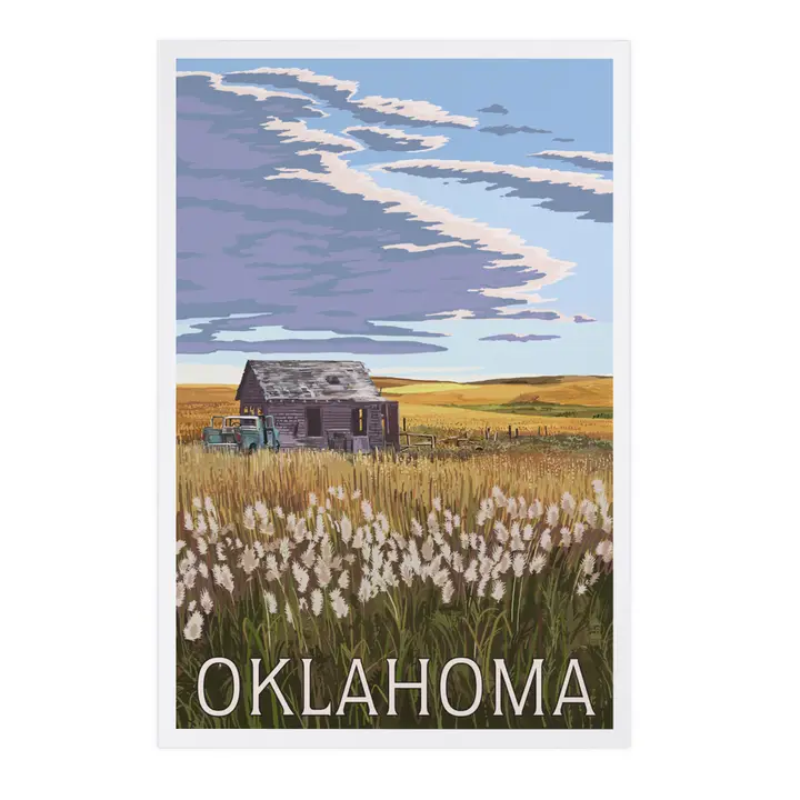 Souvenir Postcard Oklahoma, Wheatfield and Shack image