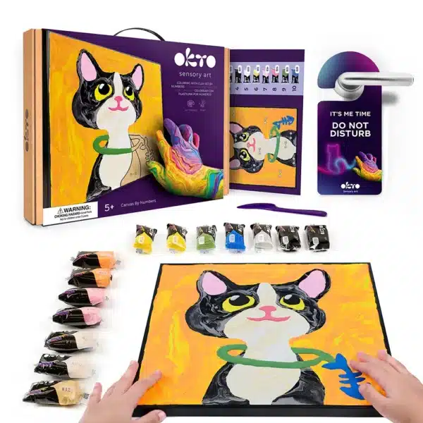 Cat Sensory Art Coloring with Clay - Image 7