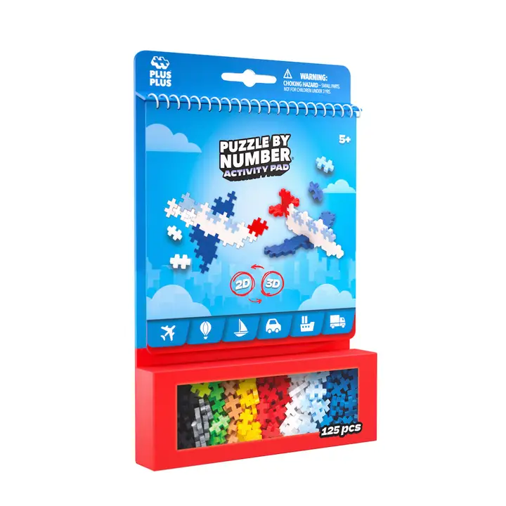 Plus Plus Trasportation Puzzle by Number Activity Pad image