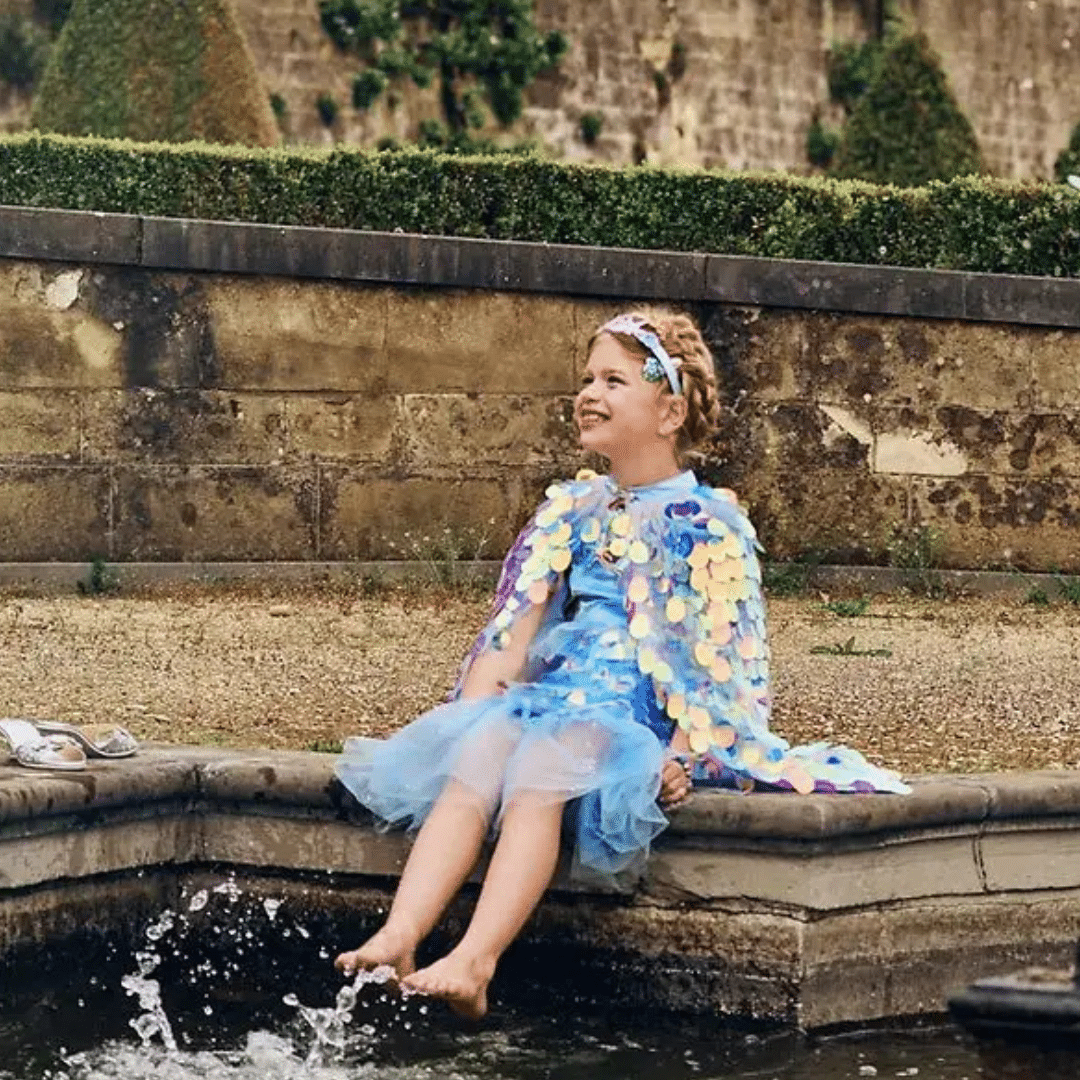 Lorelie Girls Sequin Mermaid Costume Dress | Metallic Blue - Image 3