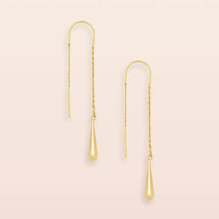 Teardrop Threader Earring/Gold image