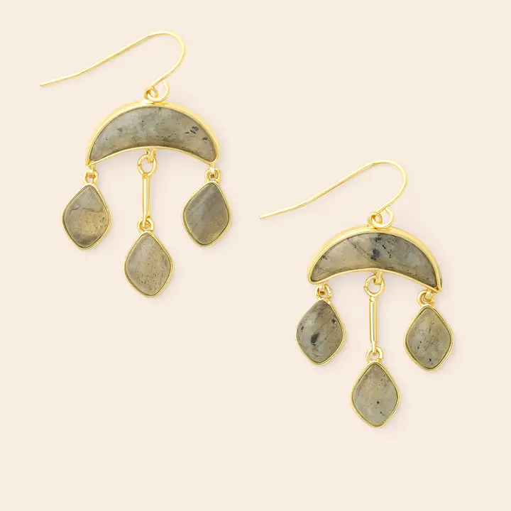 Stone Crescent Drop Earring – Labradorite/Gold image