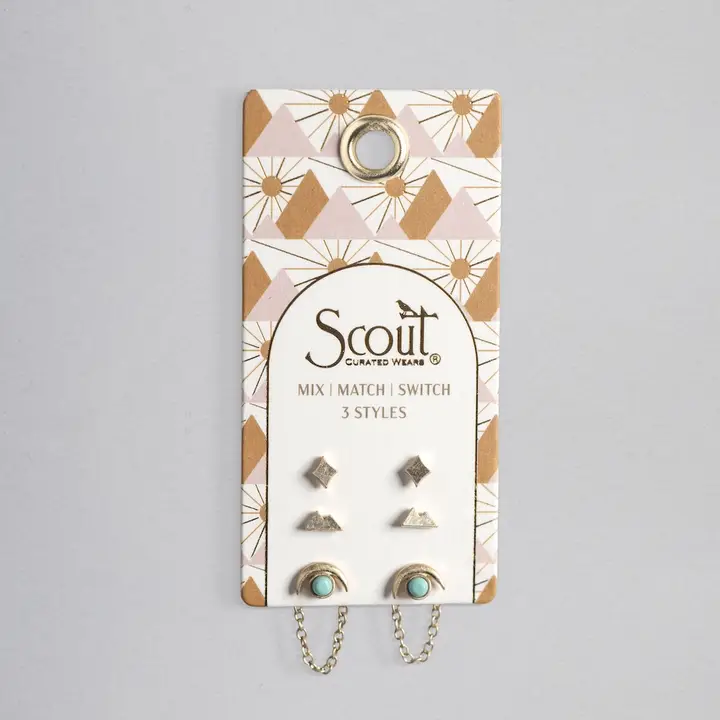 Stud Trio Ear Jacket Set – Mountain/Turquoise/Gold image