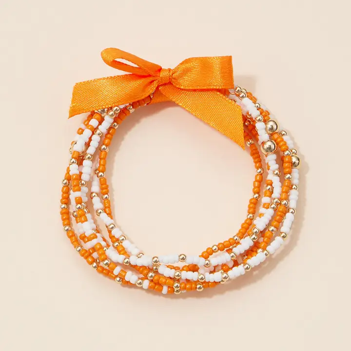 Seed Bead Bracelet l OSU Orange and White image
