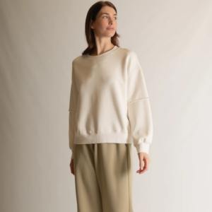 Ivory Butter Modal Pearl Trim Pullover