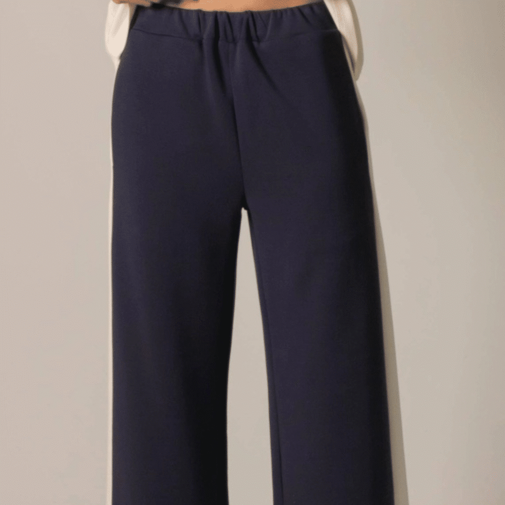 Navy Butter Modal Side Stripe Wide Leg Pants